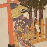 Woman with umbrella holding a lantern